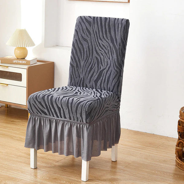 Premium Zebra Velvet Chair Cover-Grey