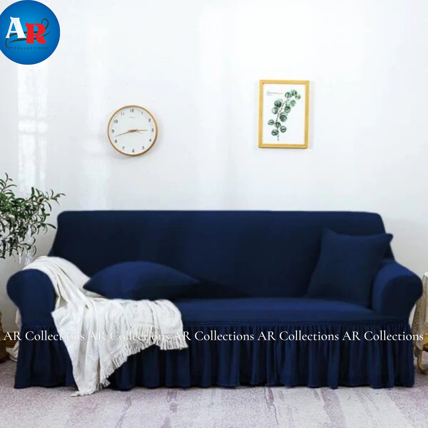 Turkish Mesh Sofa Covers Navy Blue Color