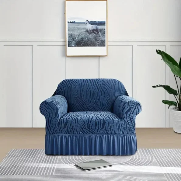 Velvet Stuff Zebra Style Sofa Cover-Navy Blue
