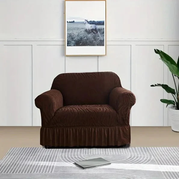 Velvet Stuff Zebra Style Sofa Cover-Brown