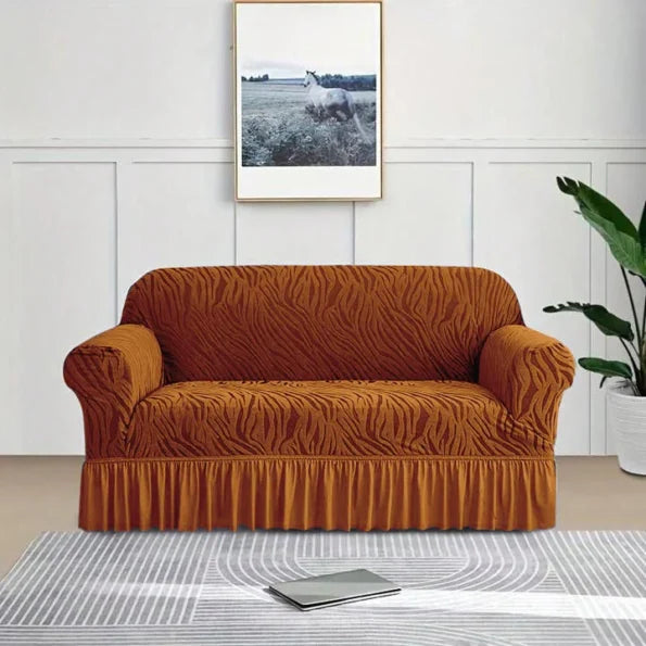 Velvet Stuff Zebra Style Sofa Cover-Med Brown