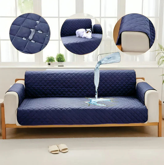 100% Waterproof Quilted Sofa Covers-Blue