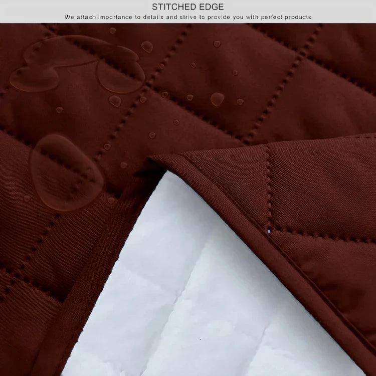 100% Waterproof Quilted Sofa Covers-Brown