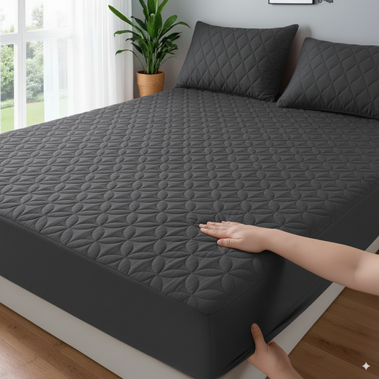 100% Waterproof Quilted Fitted Mattress Protector-Dark Grey