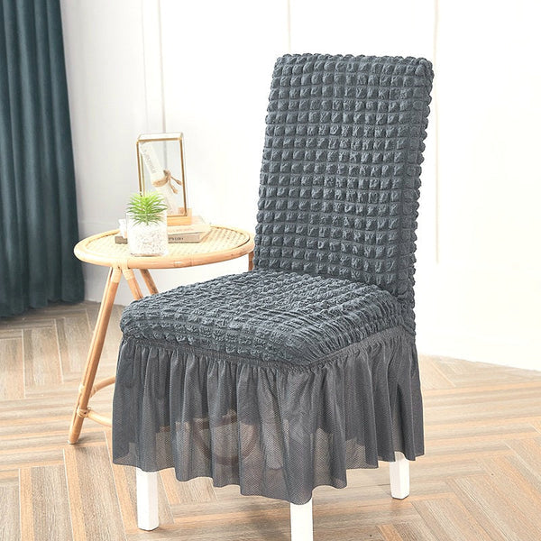 Premium Bubble Frilled Chair Cover-Grey
