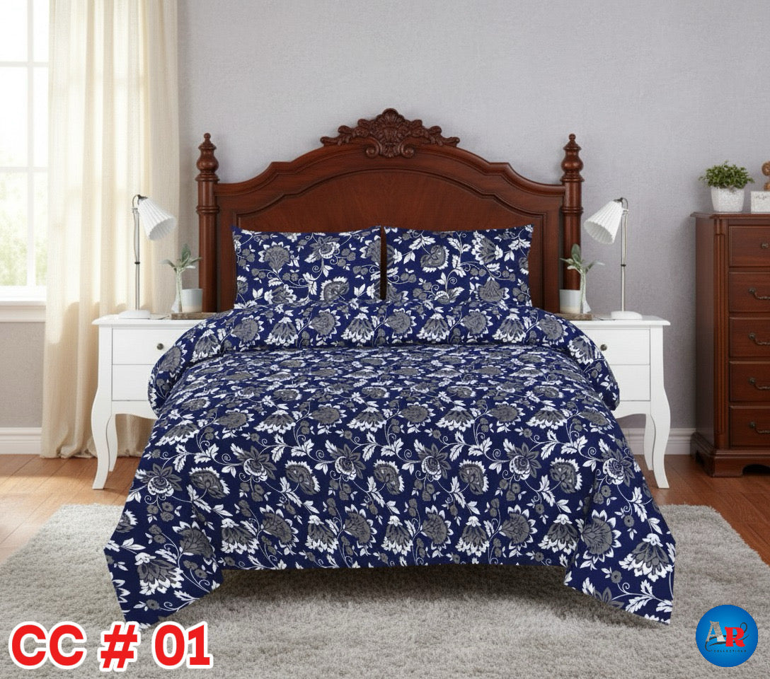 Printed Bed Sheet With 2 Pillow Covers