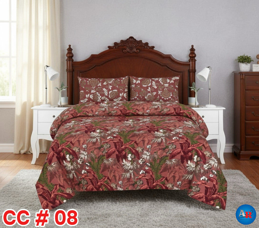 Printed Bed Sheet With 2 Pillow Covers