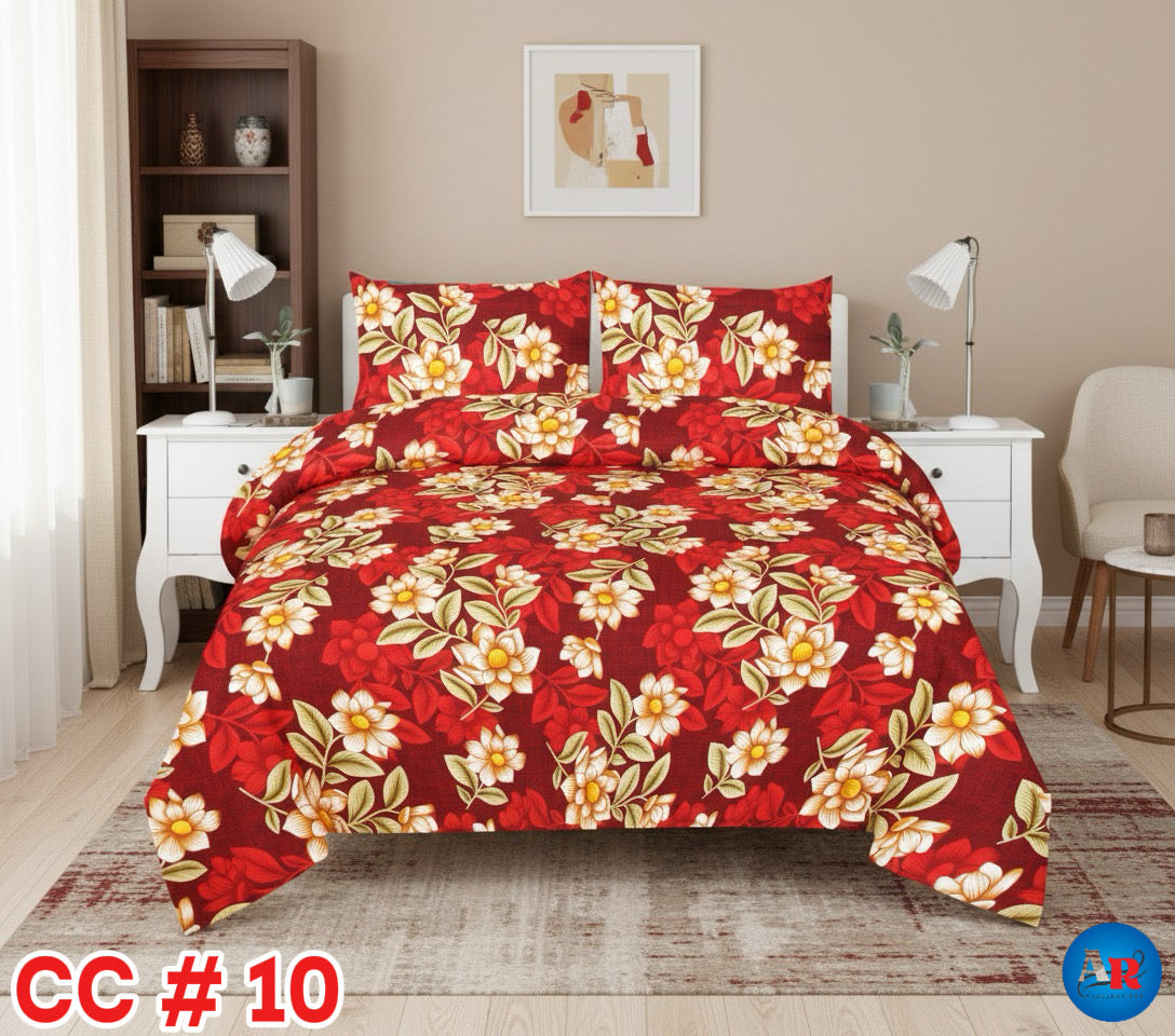 Printed Bed Sheet With 2 Pillow Covers - CC#10