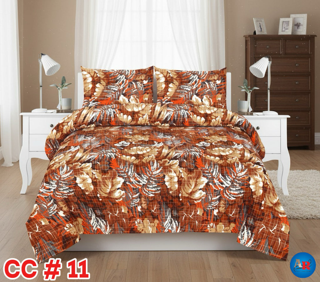 Printed Bed Sheet With 2 Pillow Covers