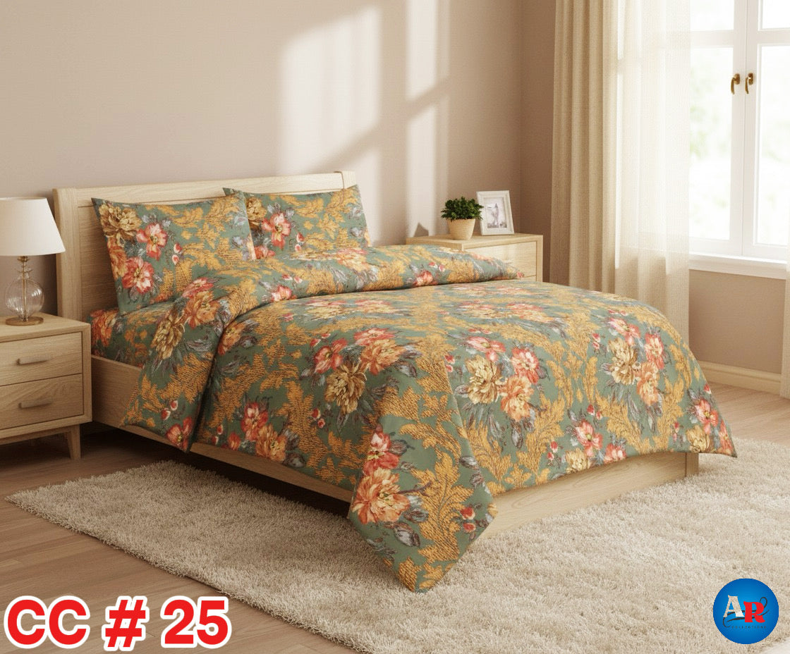 Printed Bed Sheet With 2 Pillow Covers - CC#25