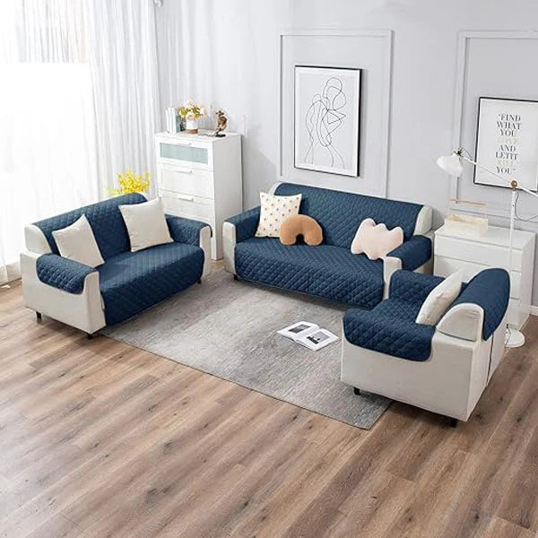 Ultrasonic Quilted Sofa Covers-Navy Blue