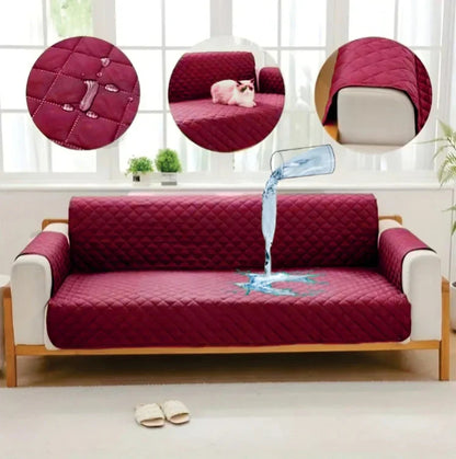 100% Waterproof Quilted Sofa Covers-Maroon