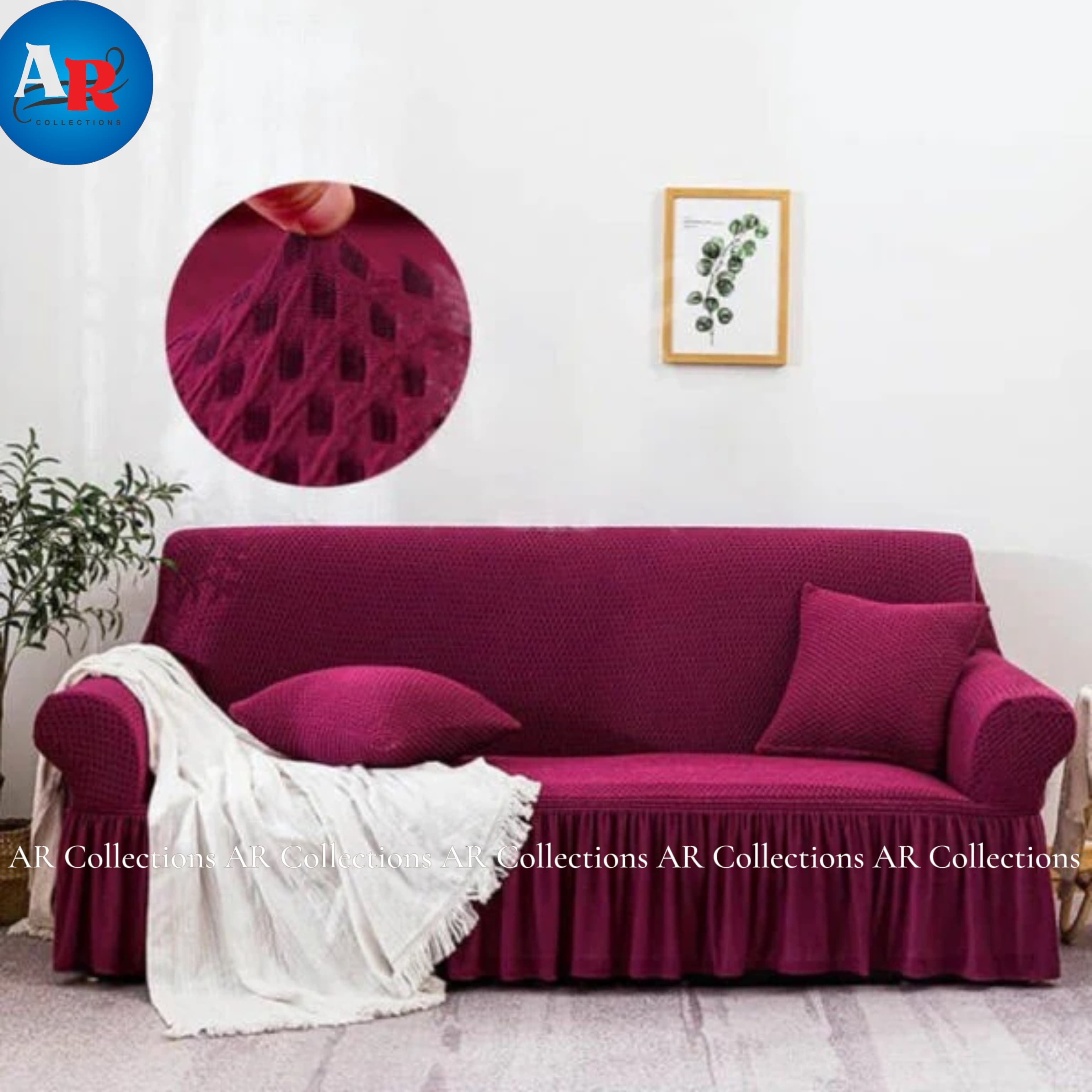 Turkish Mesh Sofa Covers Maroon Color