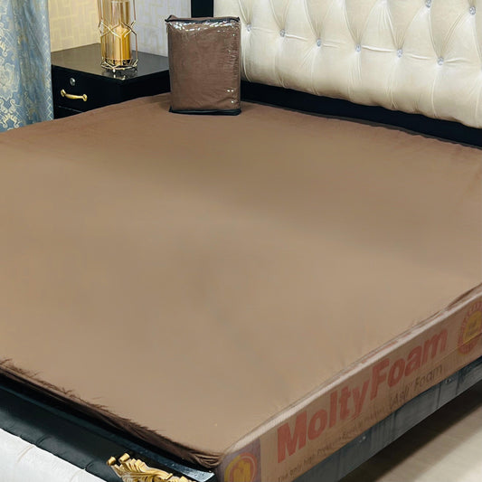 100% Waterproof Cotton Fitted Mattress Protector-Brown