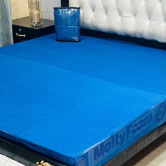 100% Waterproof Cotton Fitted Mattress Protector-Blue