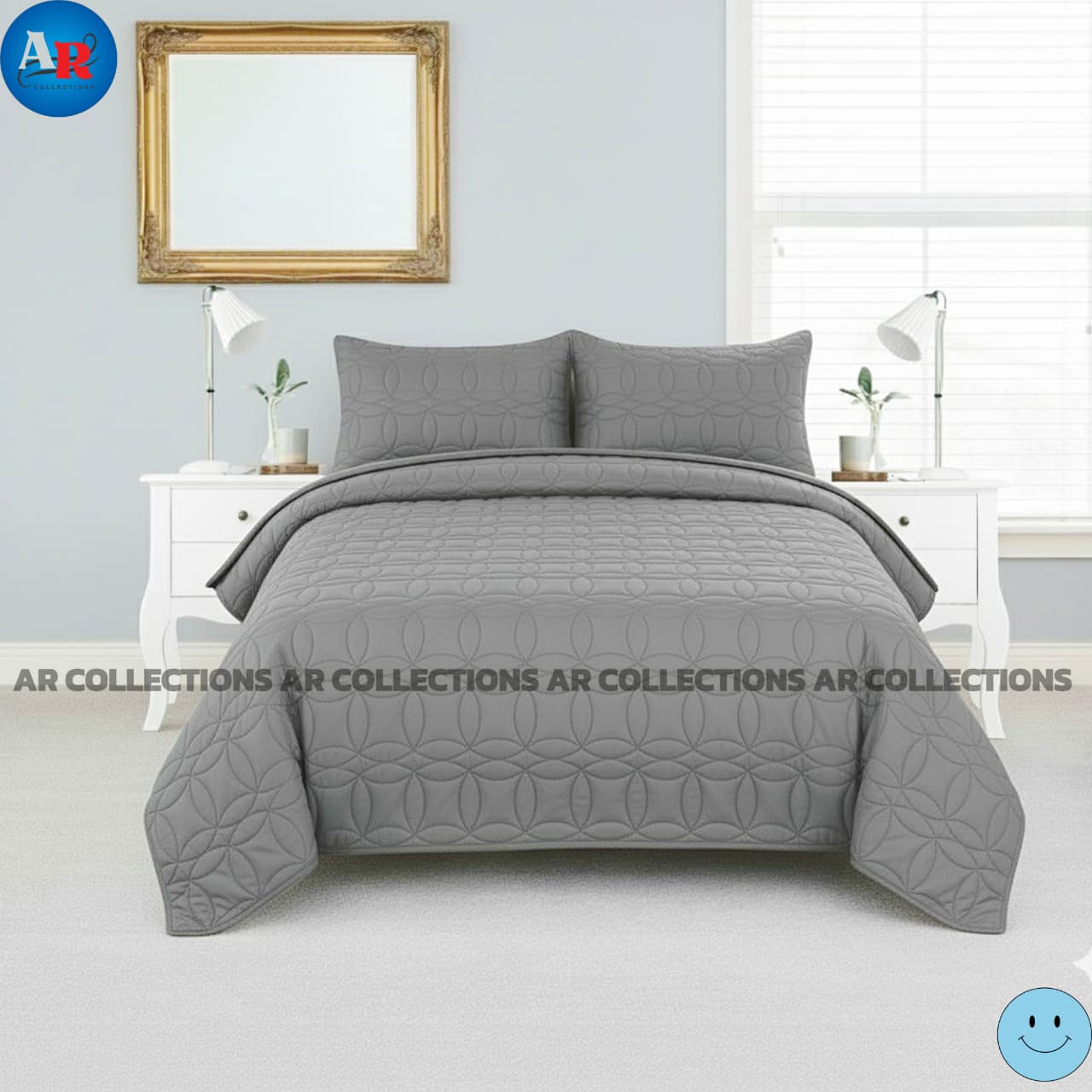 Ultrasonic Quilted Luxury Bed Spread-Grey