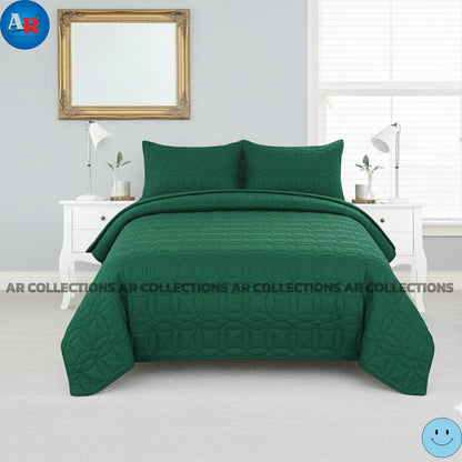 Ultrasonic Quilted Luxury Bed Spread-Green