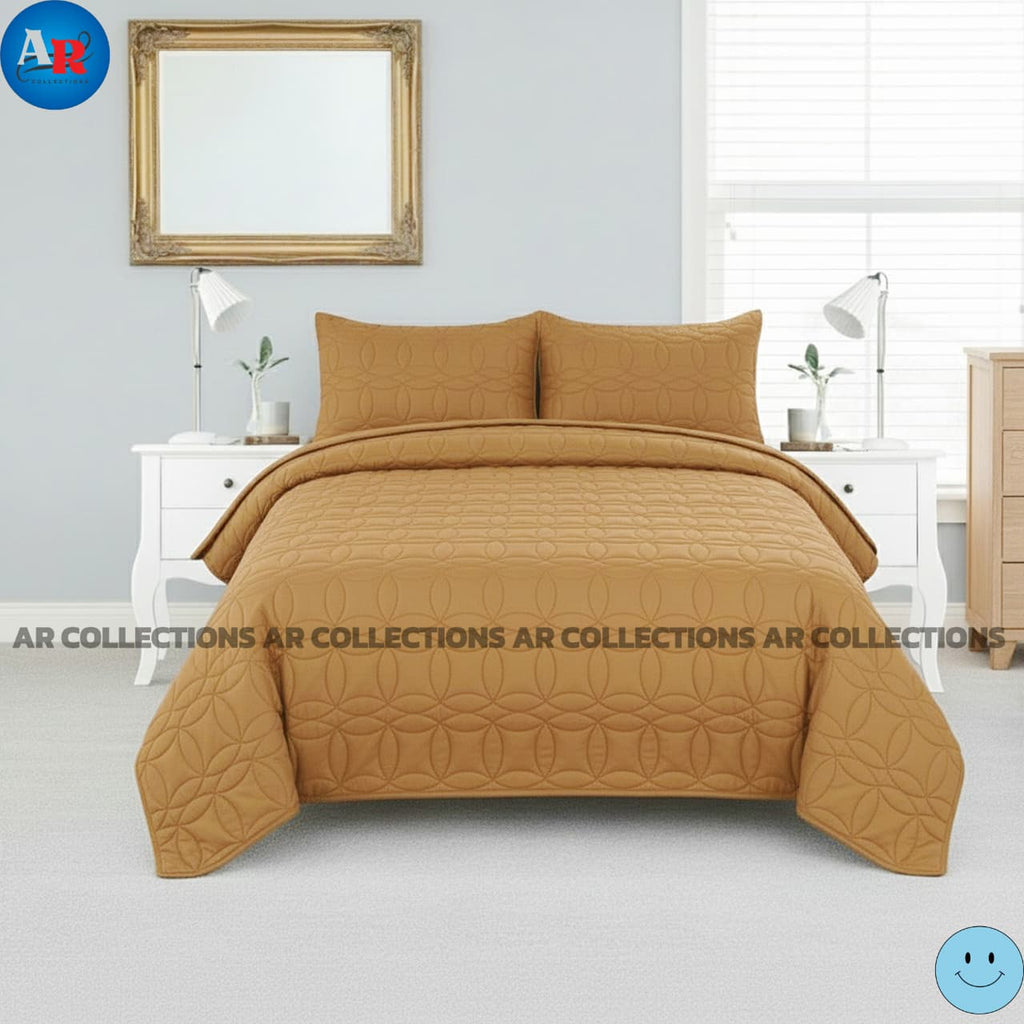 Ultrasonic Quilted Luxury Bed Spread-Copper