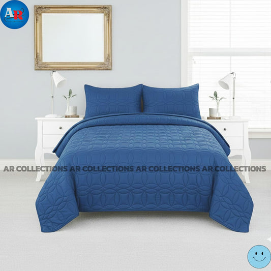 Ultrasonic Quilted Luxury Bed Spread-Blue