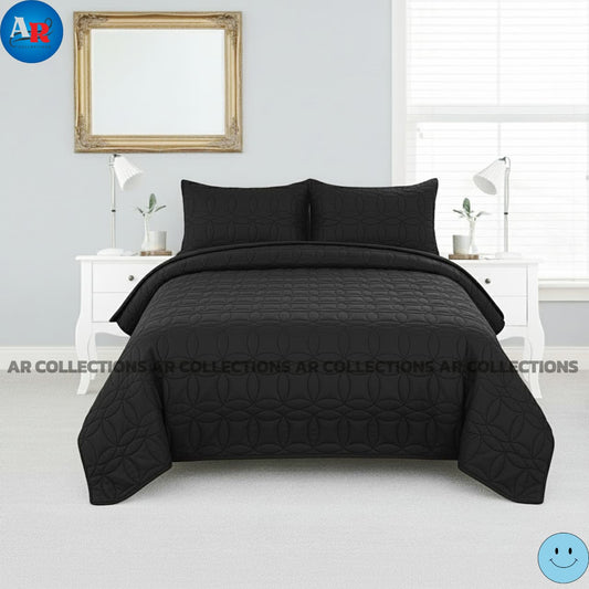 Ultrasonic Quilted Luxury Bed Spread-Black
