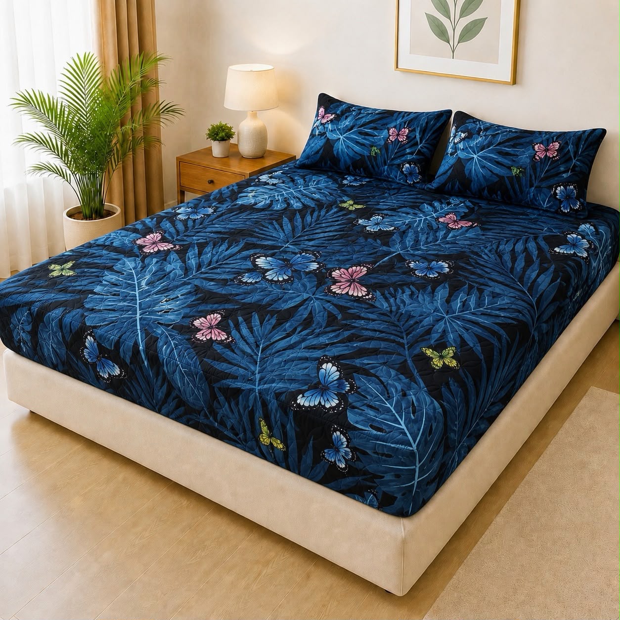 100% Waterproof 3-Piece Quilted Printed Bedsheet Set – P111 AR Collections