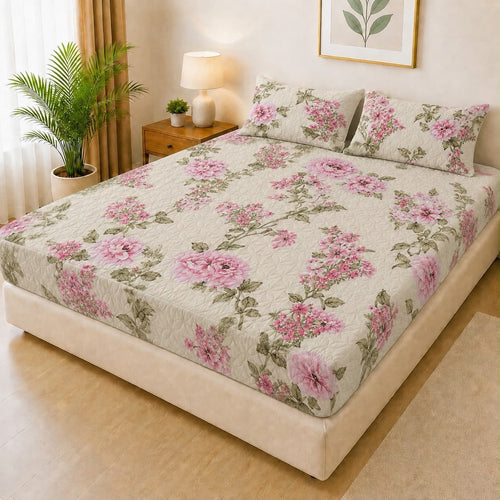 100% Waterproof 3-Piece Quilted Printed Bedsheet Set – P107 AR Collections