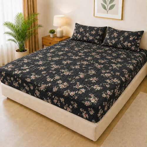 100% Waterproof 3-Piece Quilted Printed Bedsheet Set – P104 AR Collections