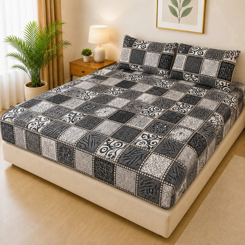 100% Waterproof 3-Piece Quilted Printed Bedsheet Set – P104 AR Collections