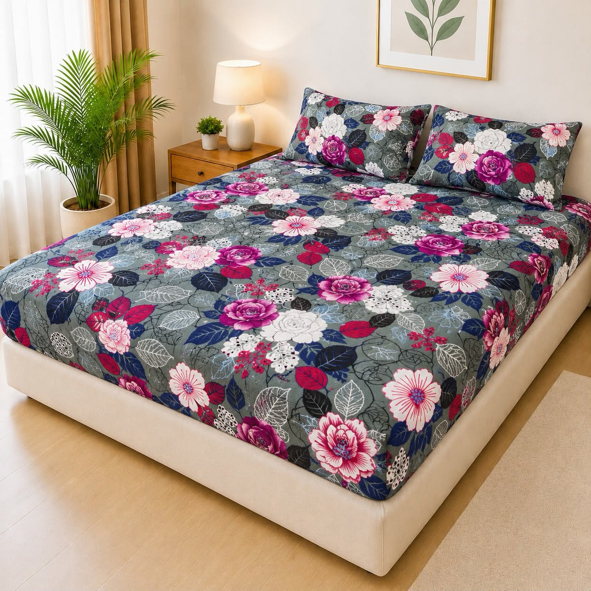 100% Waterproof 3-Piece Quilted Printed Mattress with Pillow Covers – P126