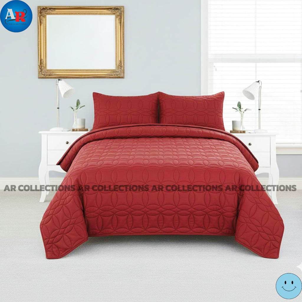 Ultrasonic Quilted Luxury Bed Spread-Maroon