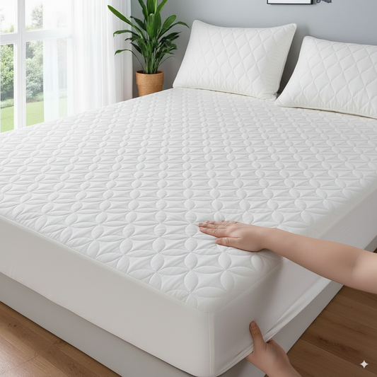 100% Waterproof Quilted Fitted Mattress Protector-White