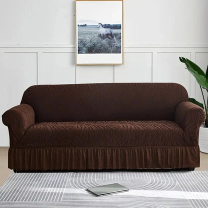 Velvet Stuff Zebra Style Sofa Cover-Brown